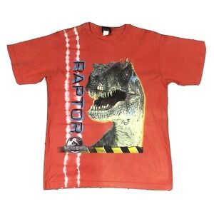 VTG Jurassic Park III Raptor Graphic T-Shirt Orange Youth XL 90s Velociraptor